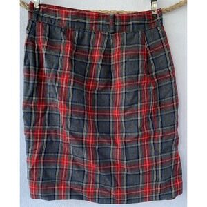 Talbots Wrap Skirt Womens Size 10 Wool Red Black Plaid Straight Modest